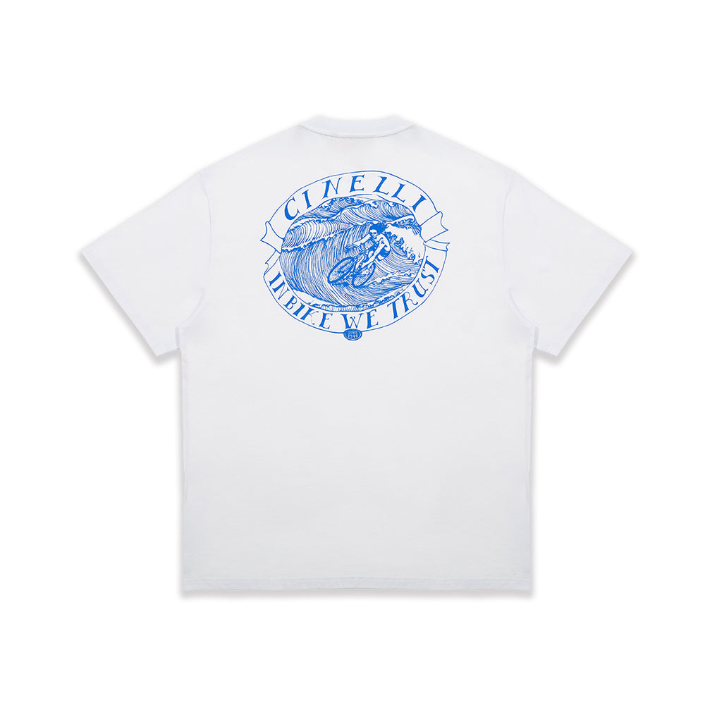 cinelli-t-shirt-gerry-wedd-cyclist-surfer-bianca-unisex image 2