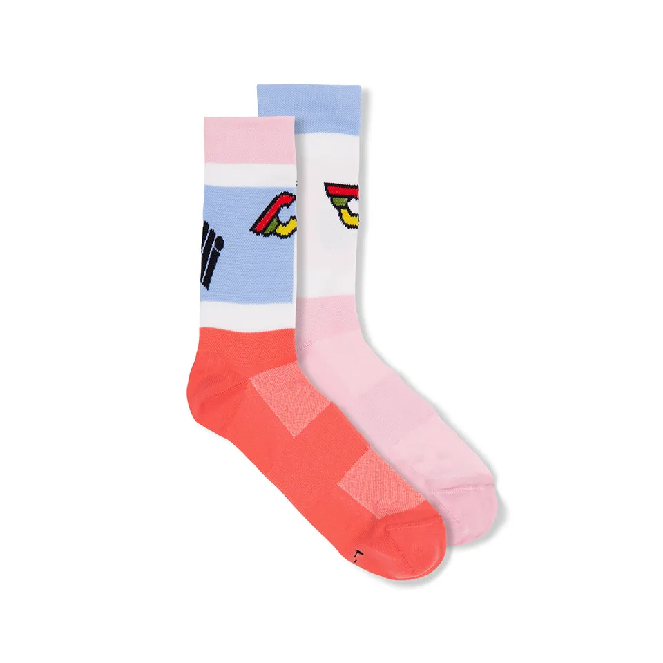 cinelli-cycling-socks-thelma-louise-red-and-pink-calze-ciclismo-made-in-italy image 1