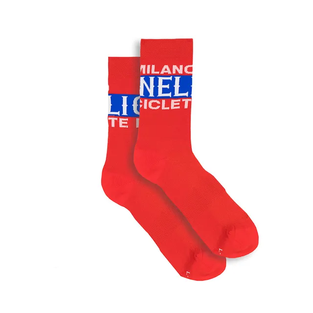 cinelli-targa-calze-ciclismo-rosse-19cm-made-in-italy image 1