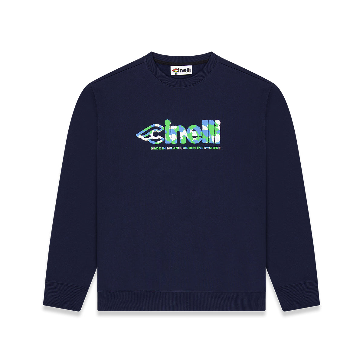 cinelli-crewneck-global-cycling-blue-felpa-unisex image 1