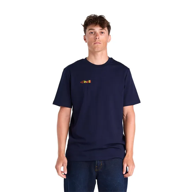 cinelli-t-shirt-logo-ricamato-blu-cotone-organico-180-gsm image 1