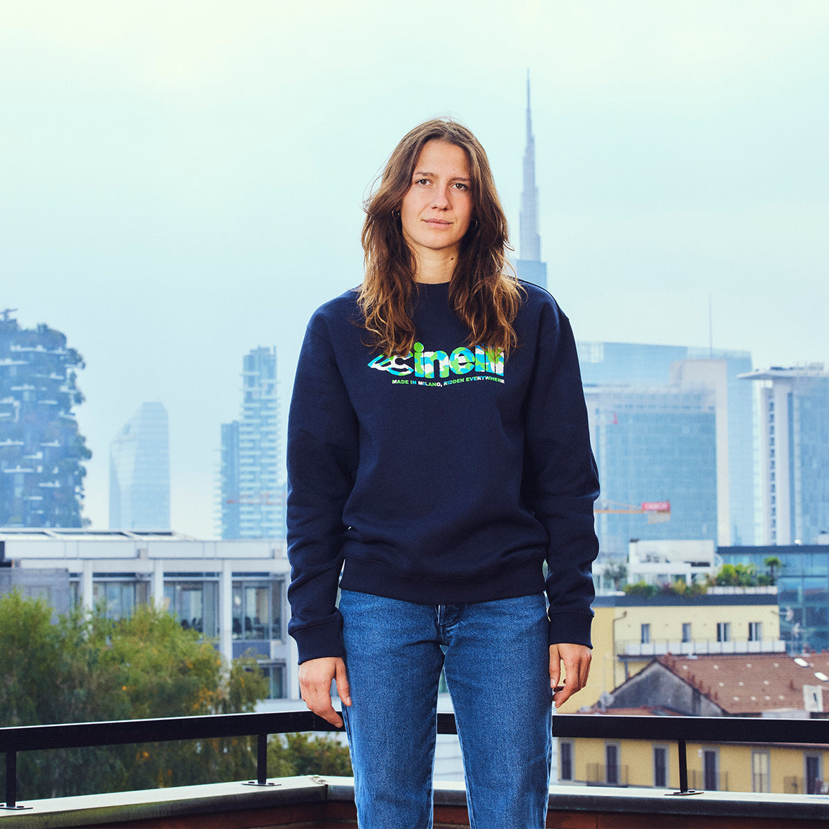 cinelli-crewneck-global-cycling-blue-felpa-unisex image 3