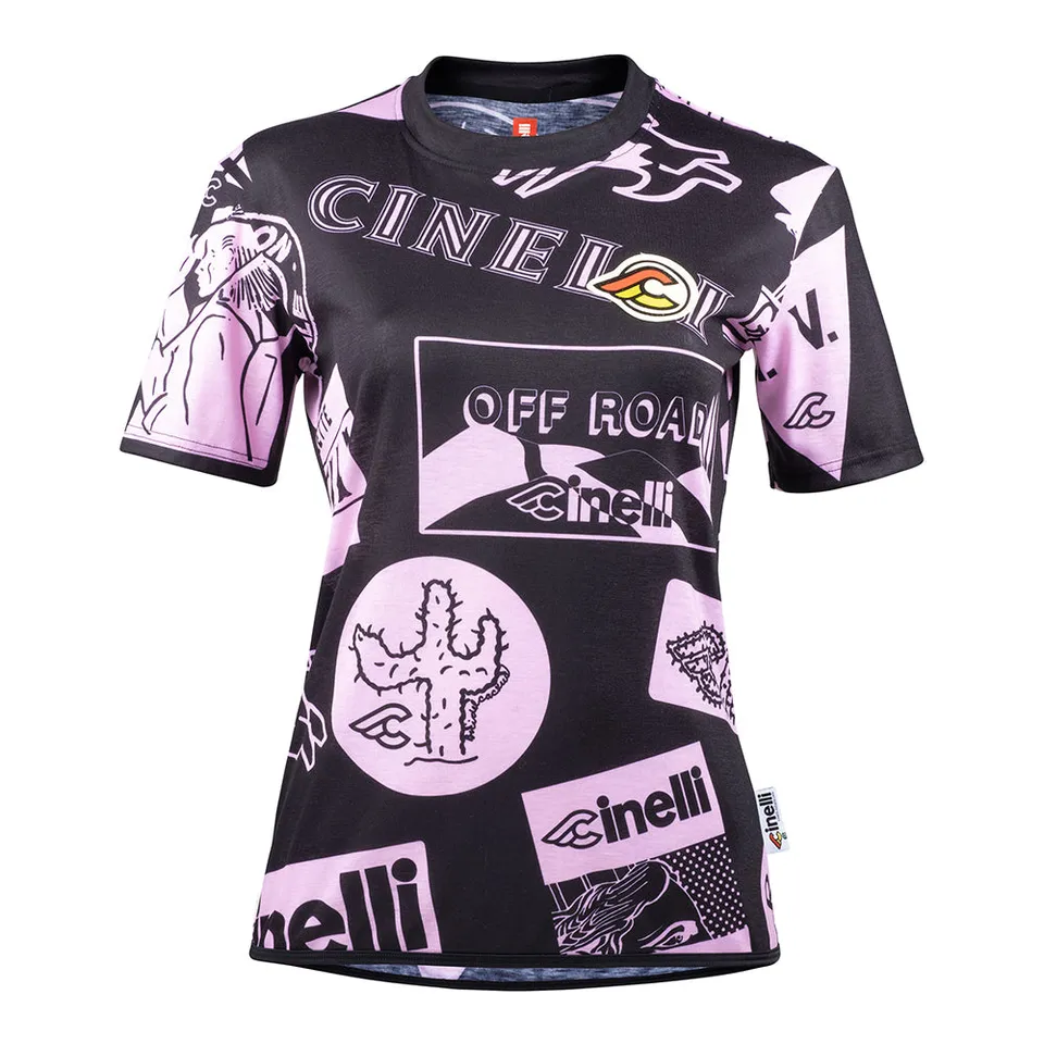 cinelli-tech-tee-donna-mega-logo-nera-manica-corta image 1
