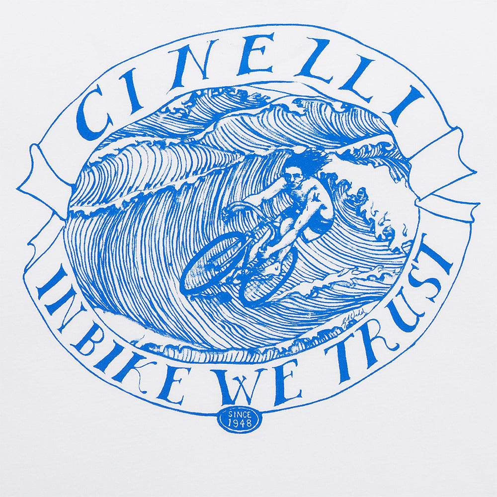 cinelli-t-shirt-gerry-wedd-cyclist-surfer-bianca-unisex image 3