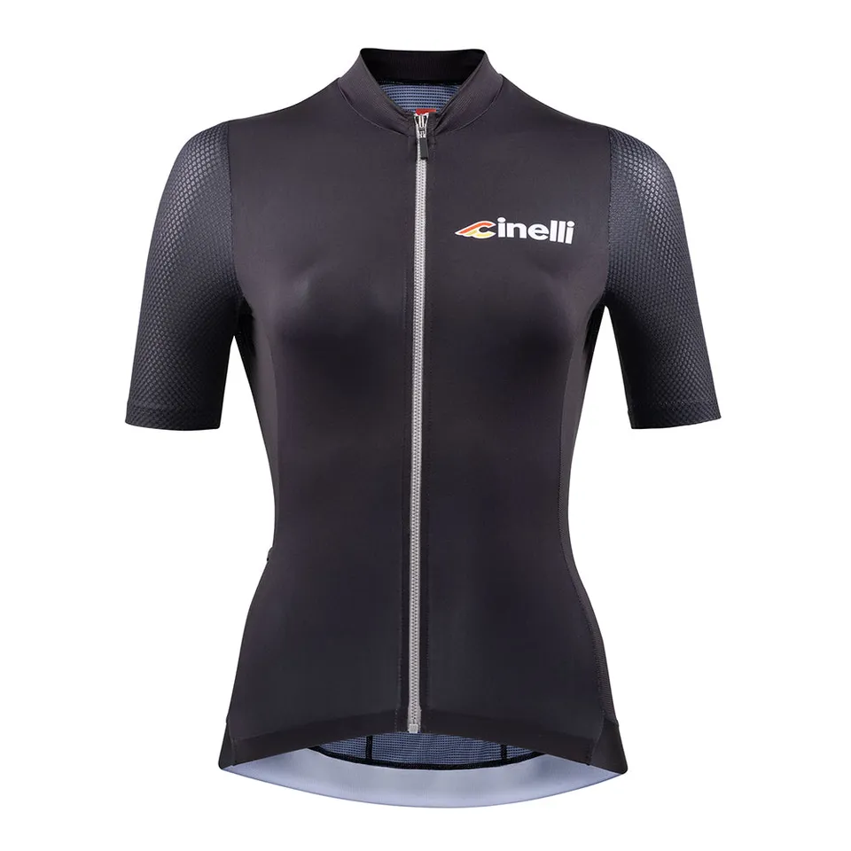cinelli-tempo-donna-maglia-ciclismo-nero-grigio image 1