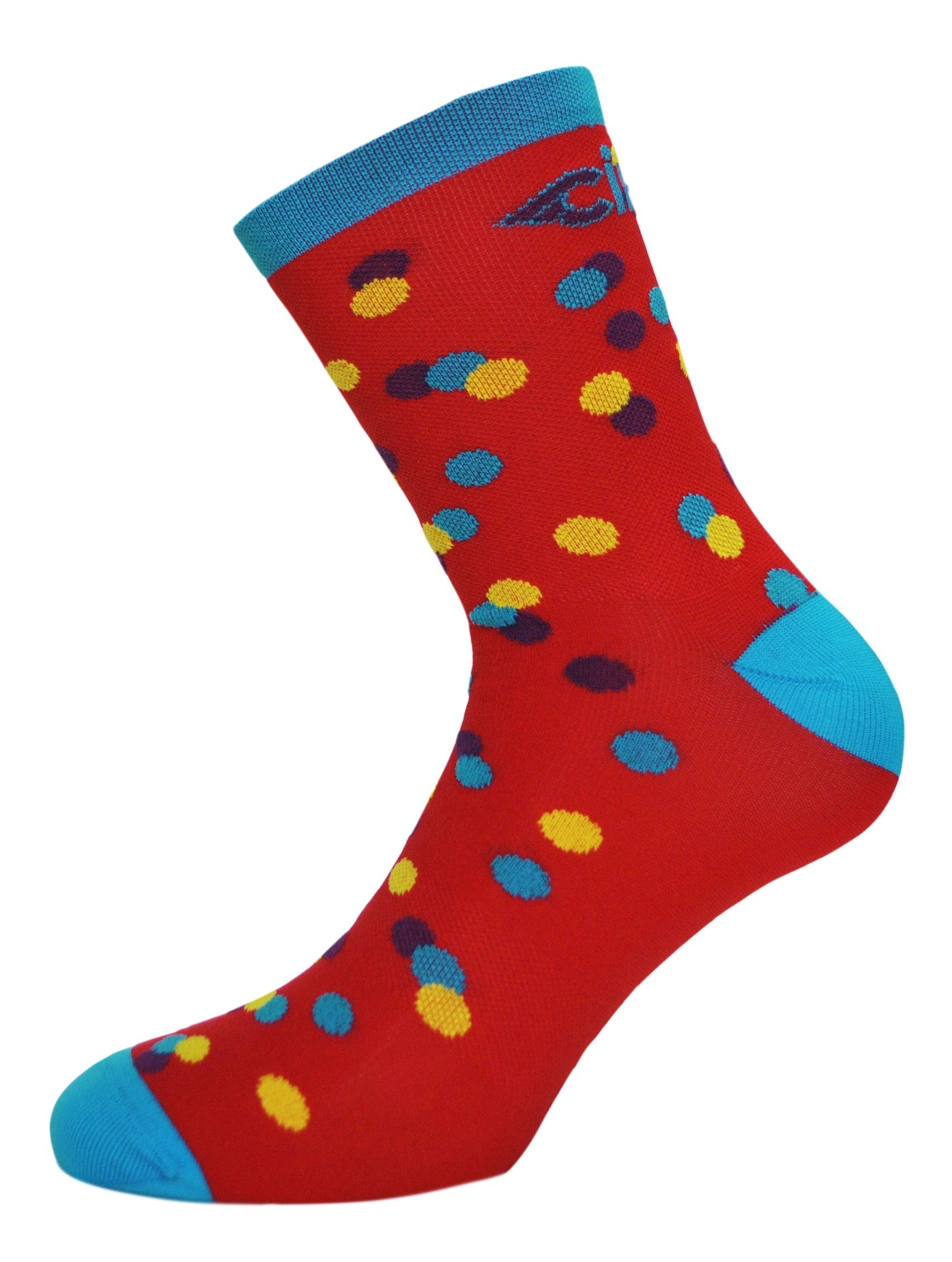 cinelli-caleido-dots-red-socks-calze-ciclismo-tecniche image 2