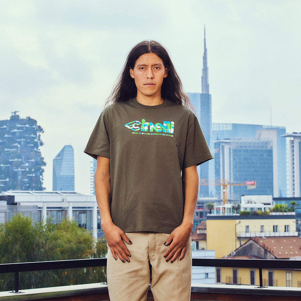 cinelli-t-shirt-global-cycling-army-green image 3