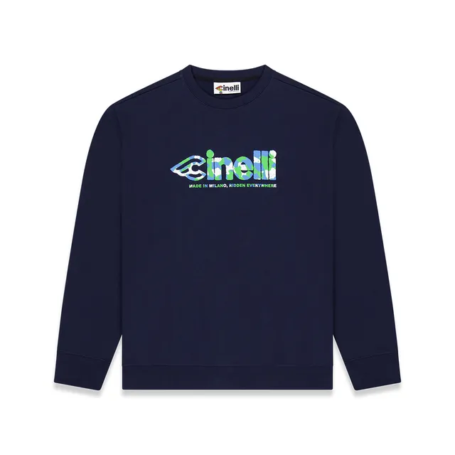 cinelli-crewneck-global-cycling-blue-felpa-unisex image 1