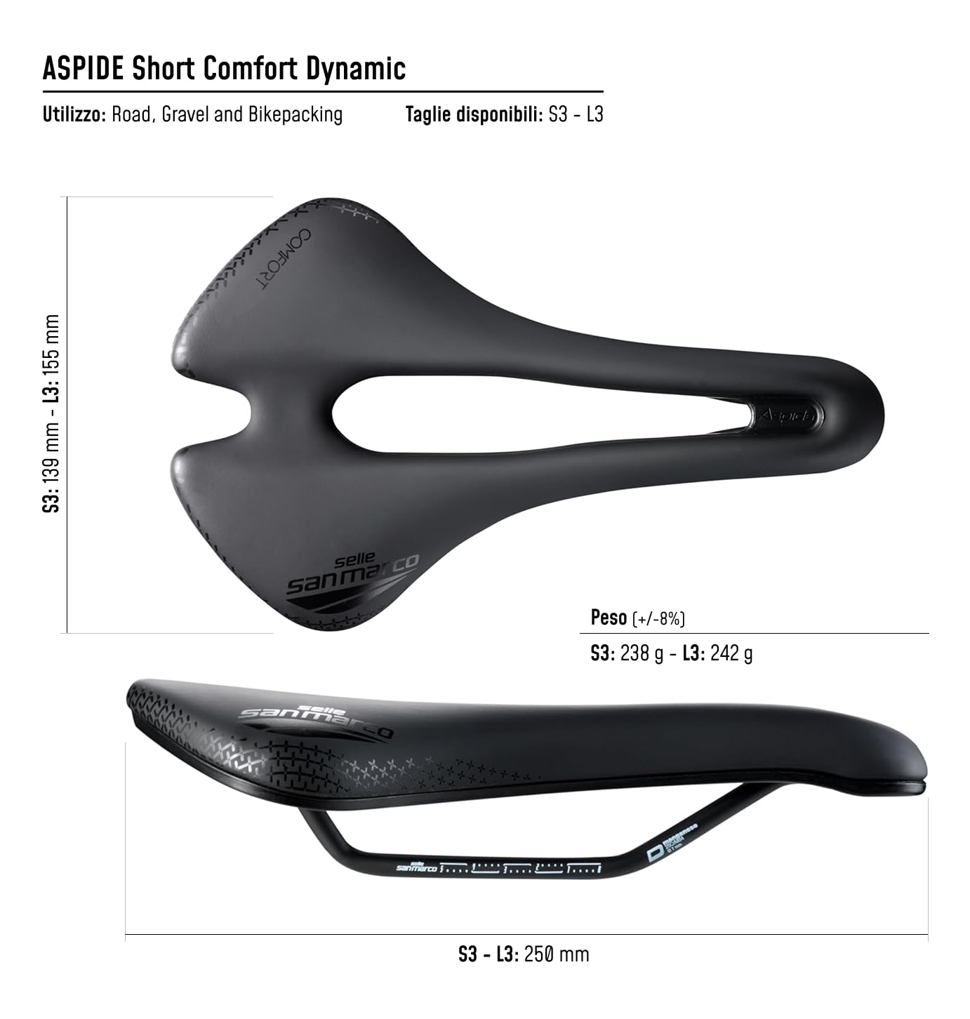 selle-san-marco-aspide-short-comfort-dynamic-nera-sella-strada-imbottita image 5