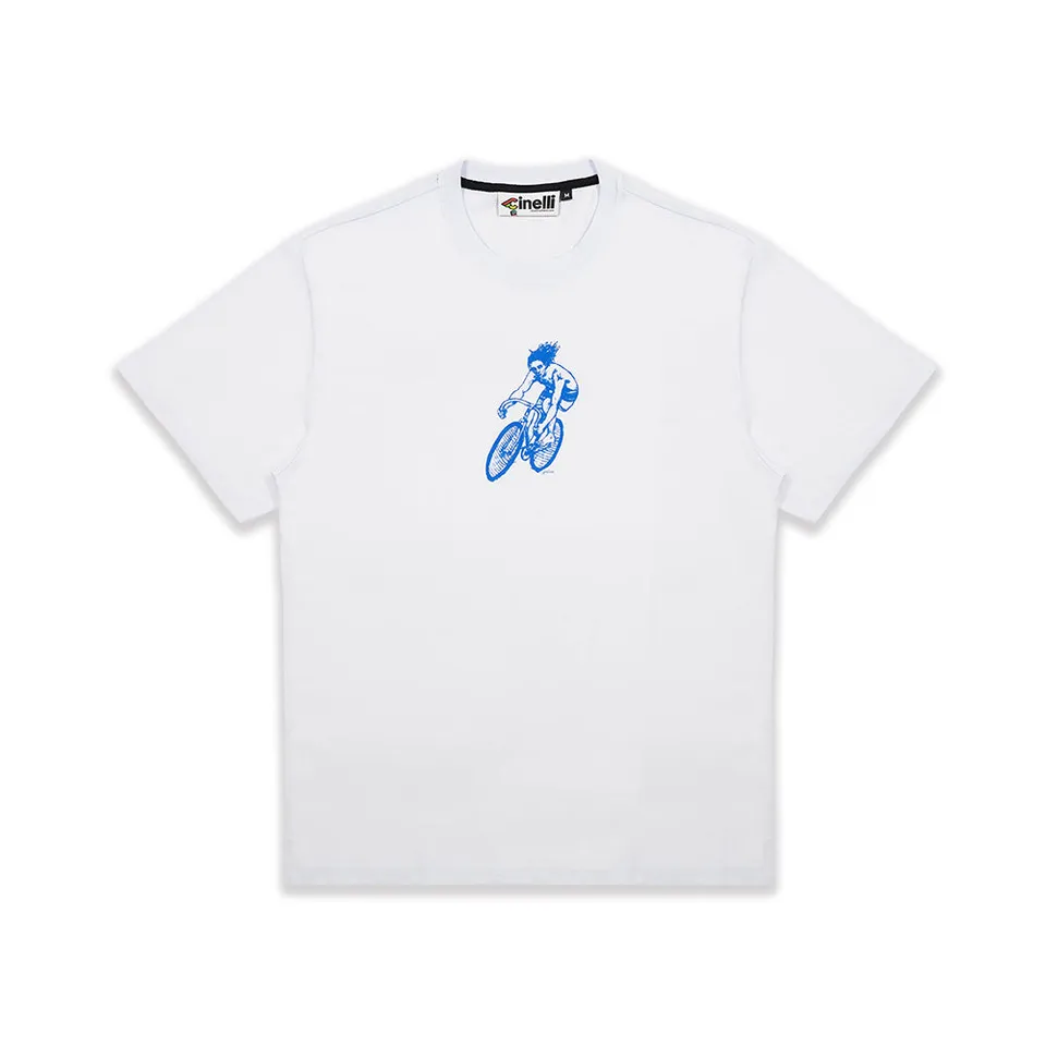 cinelli-t-shirt-gerry-wedd-cyclist-surfer-bianca-unisex image 1