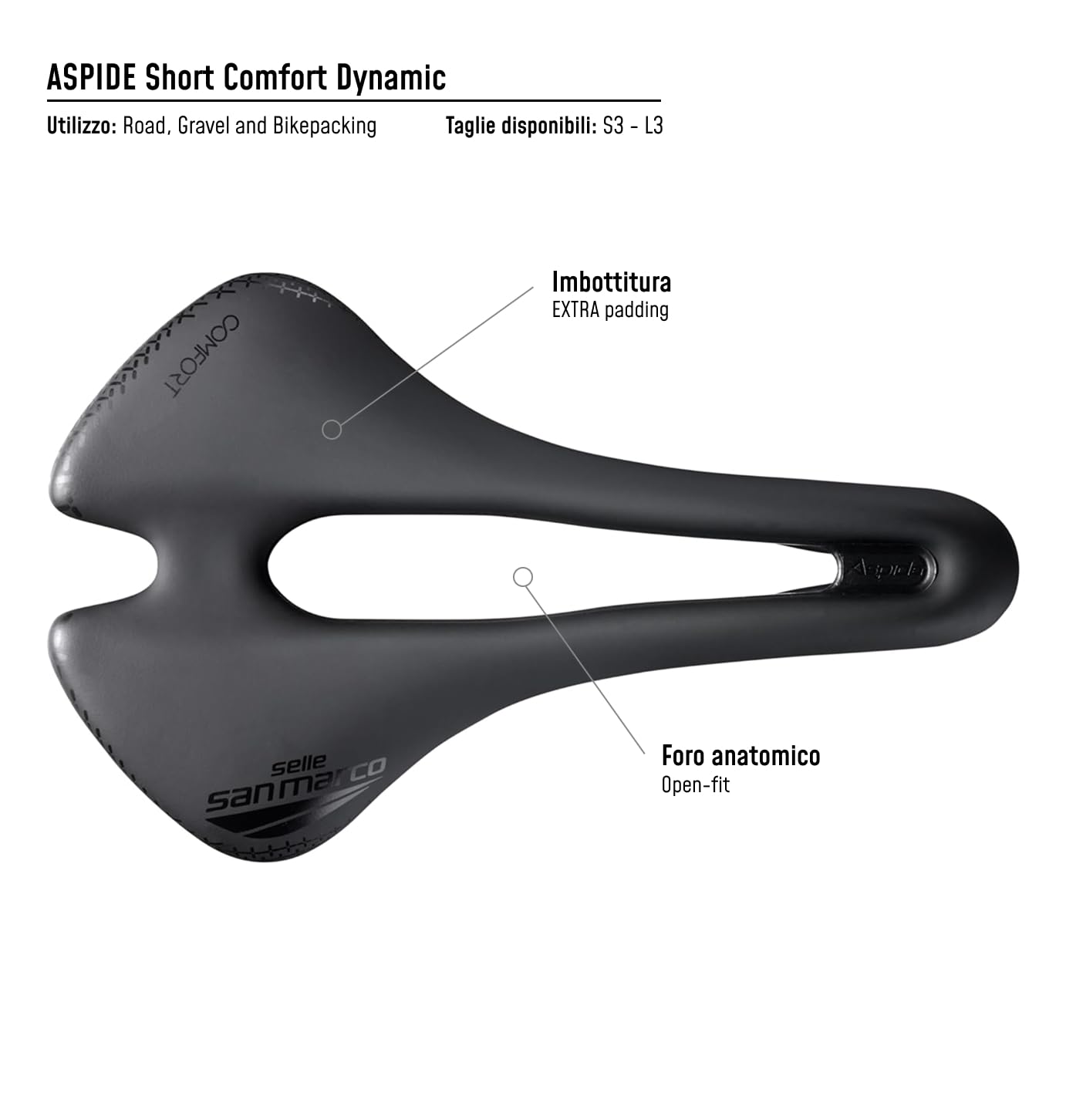 selle-san-marco-aspide-short-comfort-dynamic-nera-sella-strada-imbottita image 6