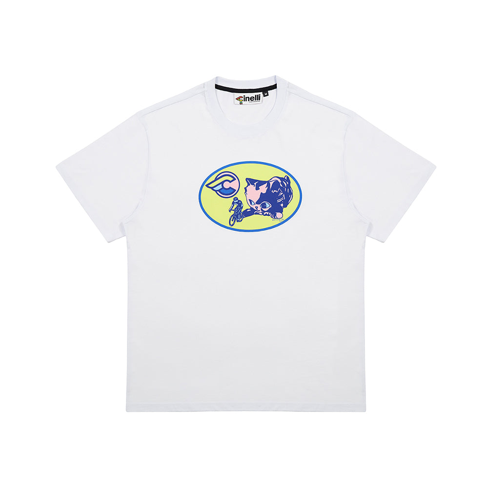 cinelli-t-shirt-shana-sadeghi-ray-kitten-white-maglia-art-program-unisex image 1
