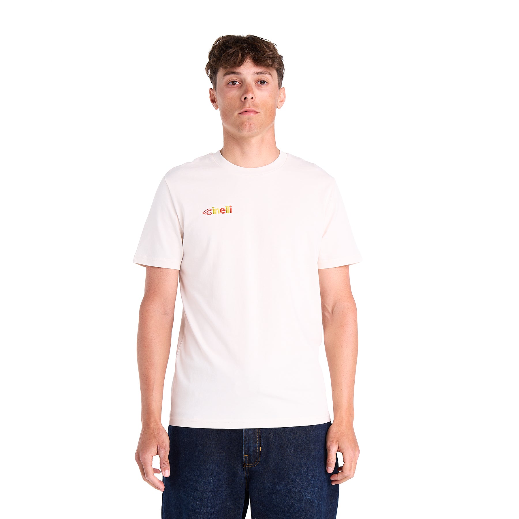 cinelli-t-shirt-logo-ricamato-bianca-cotone-bio image 1