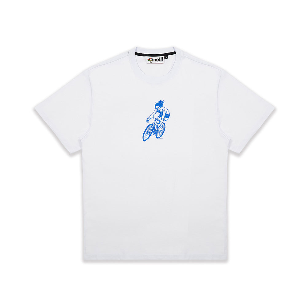 cinelli-t-shirt-gerry-wedd-cyclist-surfer-bianca-unisex image 1